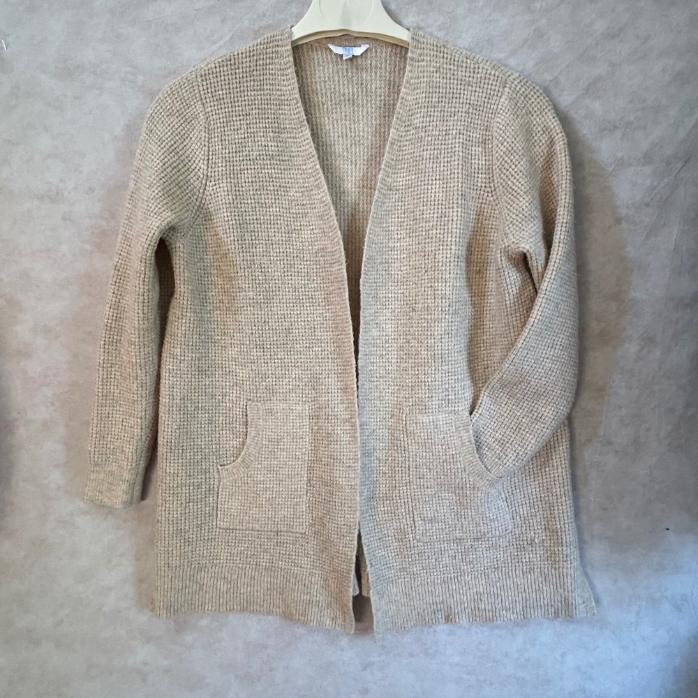 Time and Tru Womens XXL Oatmeal Melange Waffle Knit Open Front Cardigan TTL48323